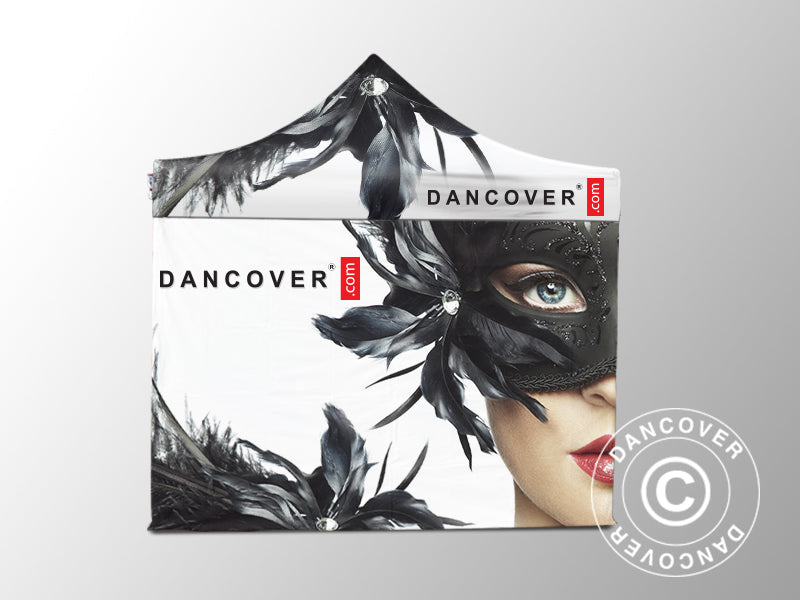 Namiot ekspresowy FleXtents PRO z pełnym zadrukiem cyfrowym, 4x4m, zawierający 4 ściany boczne