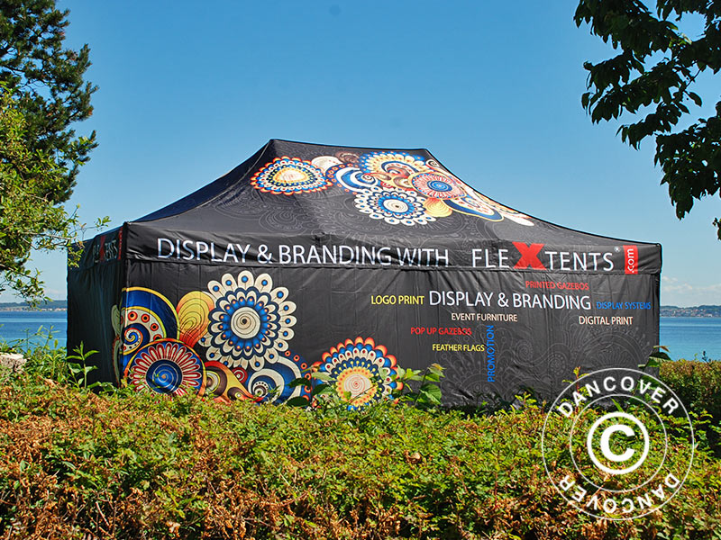 Namiot ekspresowy FleXtents PRO z pełnym zadrukiem cyfrowym, 4x8m, zawierający 4 ściany boczne