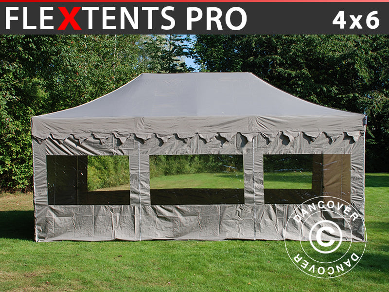 Namiot Ekspresowy FleXtents PRO "Morocco" 4x6m Latte, mq 8 ściany boczne