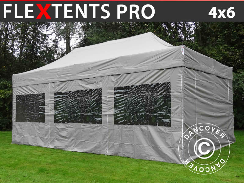 Namiot Ekspresowy FleXtents PRO 4x6m Latte, mq 8 ściany boczne