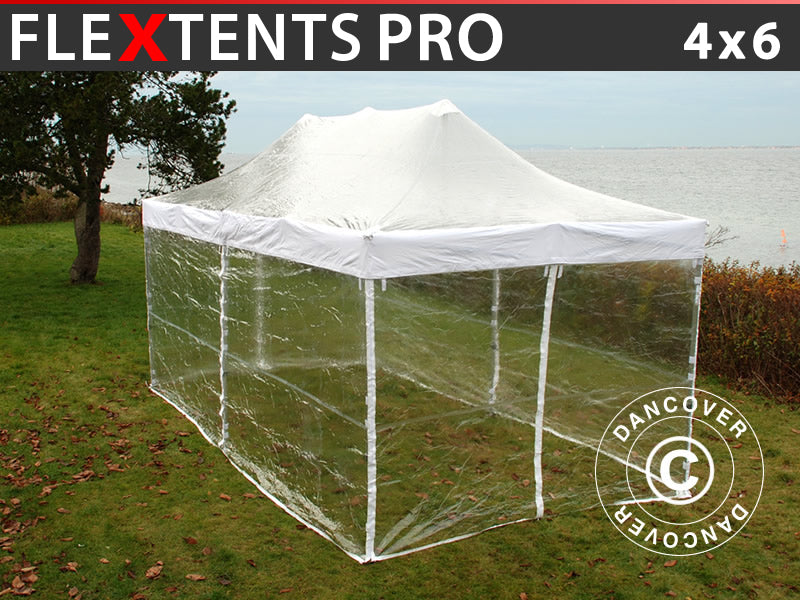 Namiot Ekspresowy FleXtents PRO 4x6m Przezroczysty, mq 8 ściany boczne