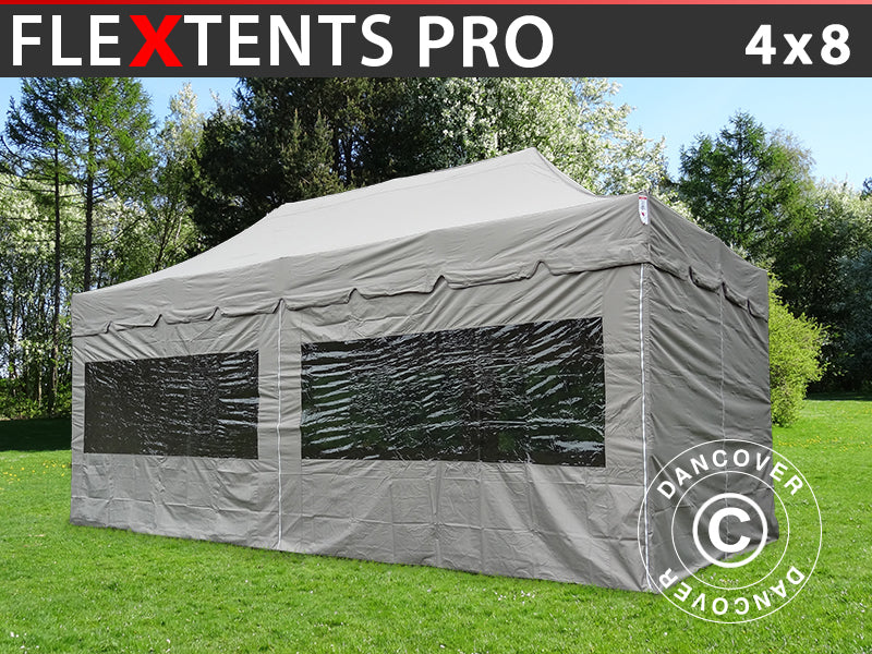 Namiot Ekspresowy FleXtents PRO "Peaked" 4x8m Latte, mq 6 ściany boczne