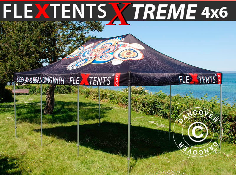 Namiot ekspresowy FleXtents Xtreme 50 z pełnym zadrukiem cyfrowym, 4x6m