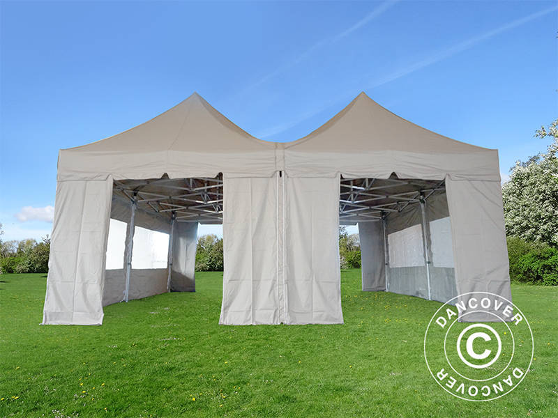 Namiot ekspresowy FleXtents PRO Peak Pagoda 6x6m, Latte, 8 ścian bocznych