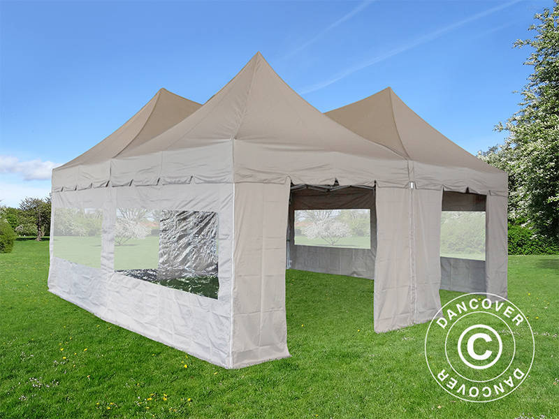 Namiot ekspresowy FleXtents PRO Peak Pagoda 6x6m, Latte, 8 ścian bocznych