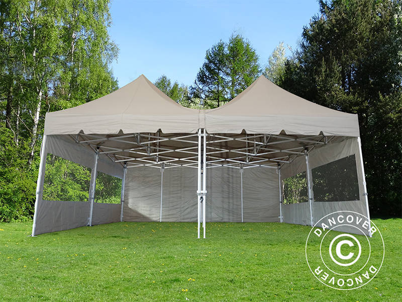 Namiot ekspresowy FleXtents PRO Peak Pagoda 6x6m, Latte, 8 ścian bocznych