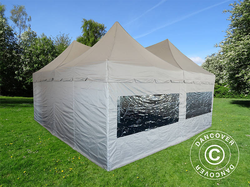 Namiot ekspresowy FleXtents PRO Peak Pagoda 6x6m, Latte, 8 ścian bocznych