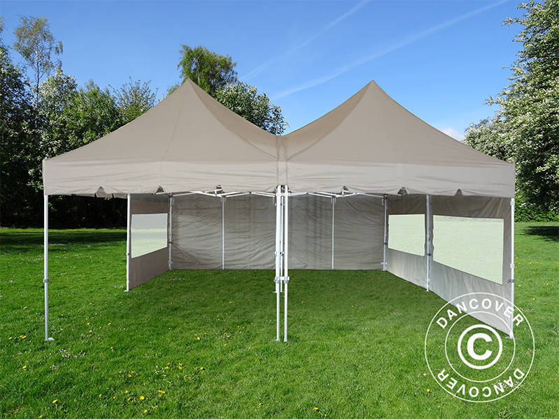 Namiot ekspresowy FleXtents PRO Peak Pagoda 6x6m, Latte, 8 ścian bocznych