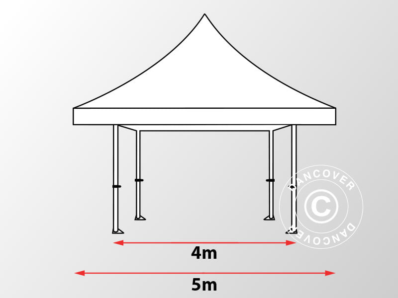 Namiot ekspresowy FleXtents Pagoda Xtreme 50 4x4m / (5x5m) Biały, mq 6 ściany boczne