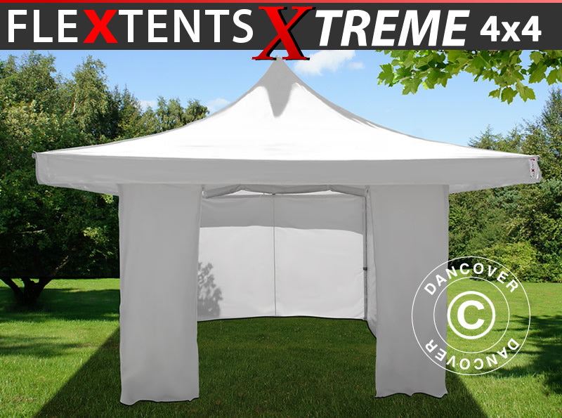 Namiot ekspresowy FleXtents Pagoda Xtreme 50 4x4m / (5x5m) Biały, mq 6 ściany boczne