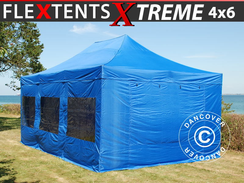 Namiot ekspresowy FleXtents Xtreme 50 4x6m Niebieski, mq 8 ściany boczne