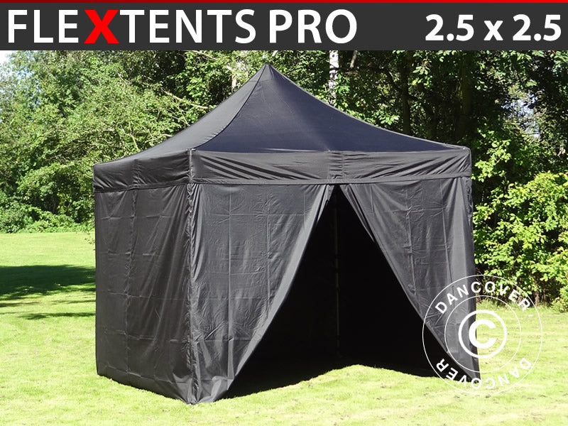Namiot Ekspresowy FleXtents PRO 2,5x2,5m Czarny, mq 4 ściany boczne