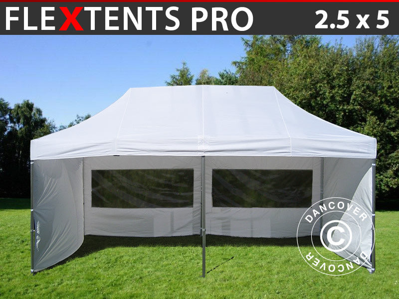 Namiot Ekspresowy FleXtents PRO 2,5x5m Biały, mq 6 ściany boczne