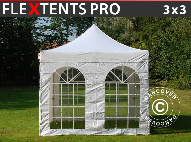 Namiot Ekspresowy FleXtents PRO Vintage Style 3x3m Biały, mq 4 ściany boczne