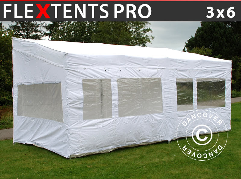 Namiot ekspresowy FleXtents PRO Trapezo 3x6m Biały, mq 4 ściany boczne