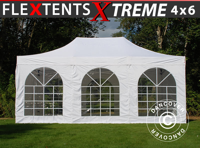 Namiot Ekspresowy FleXtents Xtreme 50 Vintage Style 4x6m Biały, mq 8 ściany boczne