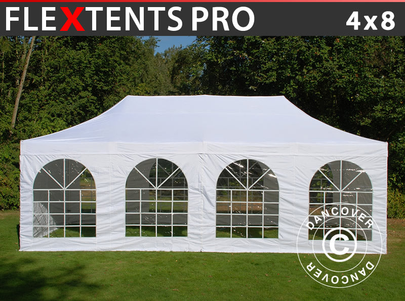 Namiot Ekspresowy FleXtents PRO Vintage Style 4x8m Biały, mq 6 ściany boczne
