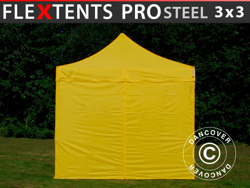Namiot Ekspresowy FleXtents PRO Steel 3x3m Zólty, mq 4 ściany boczne