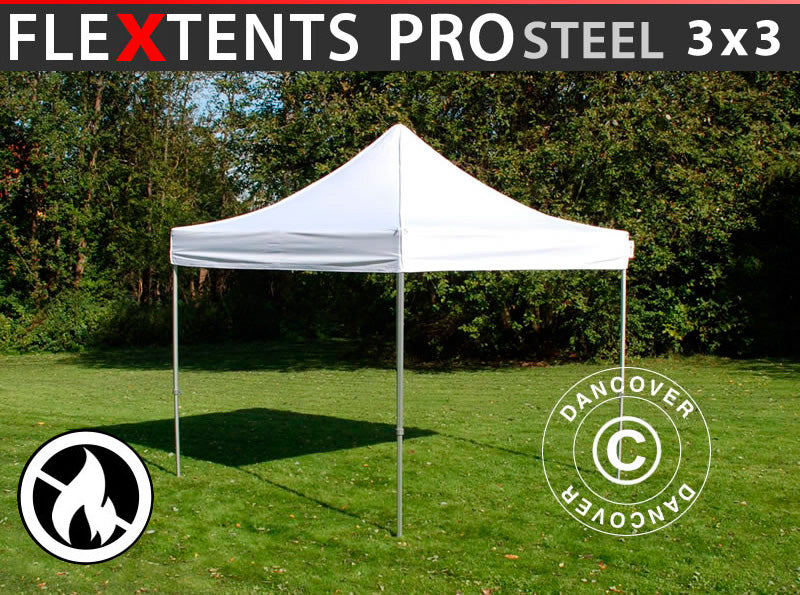 Namiot Ekspresowy FleXtents PRO Steel 3x3m Biały, Ogniotrwale