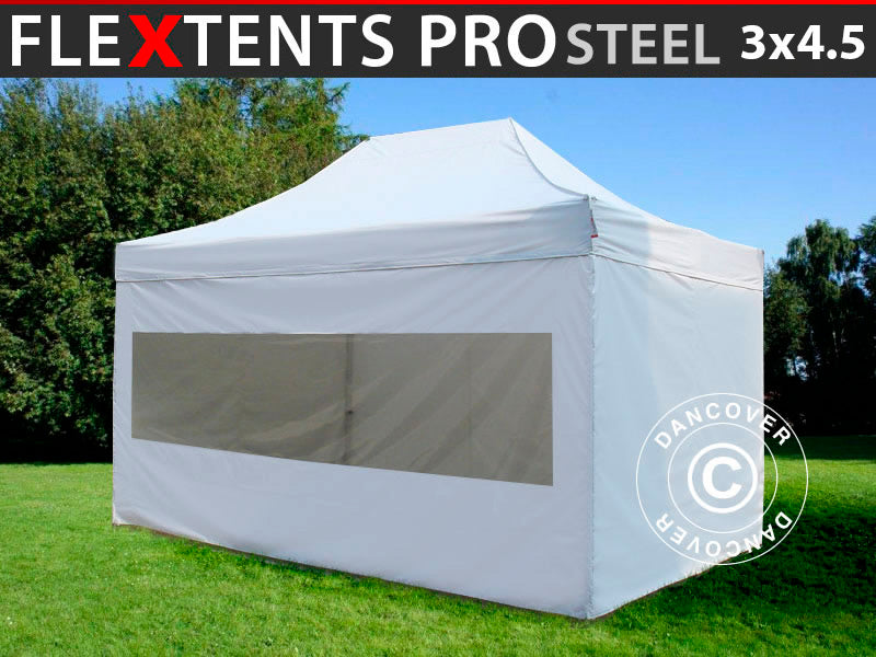 Namiot Ekspresowy FleXtents PRO Steel 3x4,5m, Biały, mq 4 ściany boczne