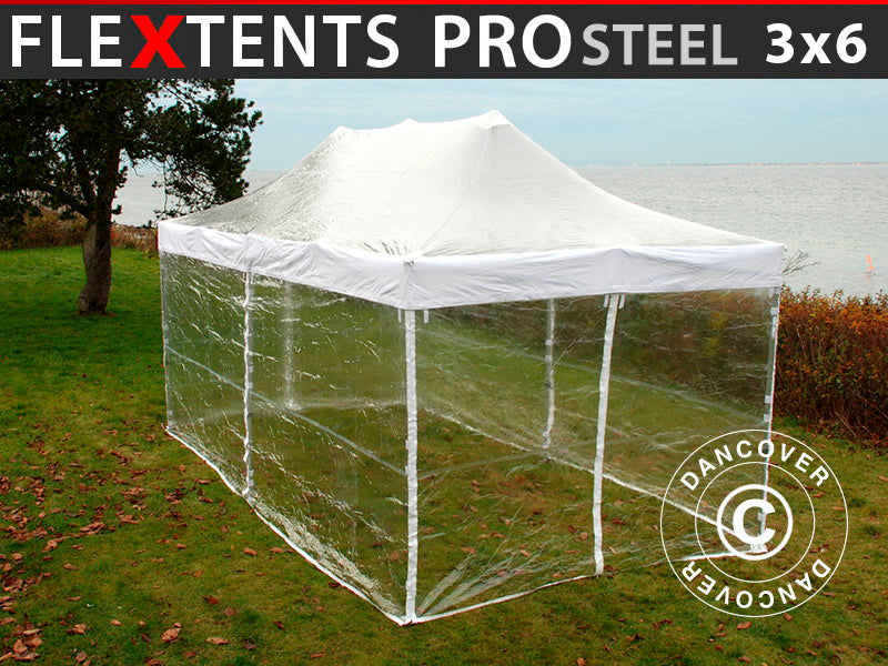 Namiot Ekspresowy FleXtents PRO Steel 3x6m Przezroczysty, mq 6 ściany boczne