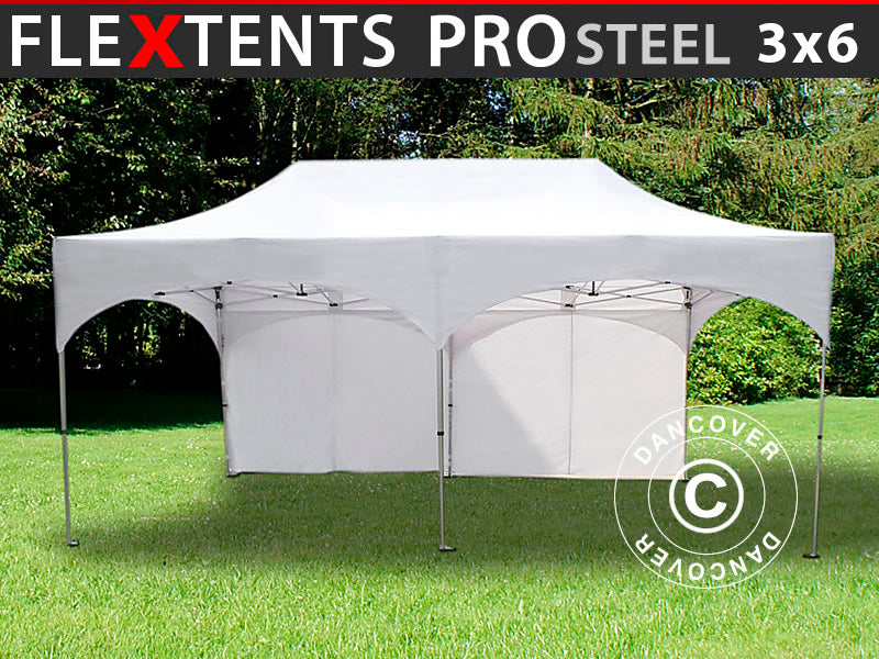 Namiot Ekspresowy FleXtents PRO Steel "Arched" 3x6m Biały, mq 6 ściany boczne