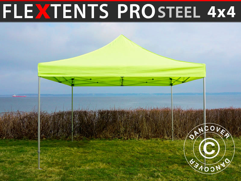 Namiot Ekspresowy FleXtents PRO Steel 4x4m Jaskrawożółty/Zielony