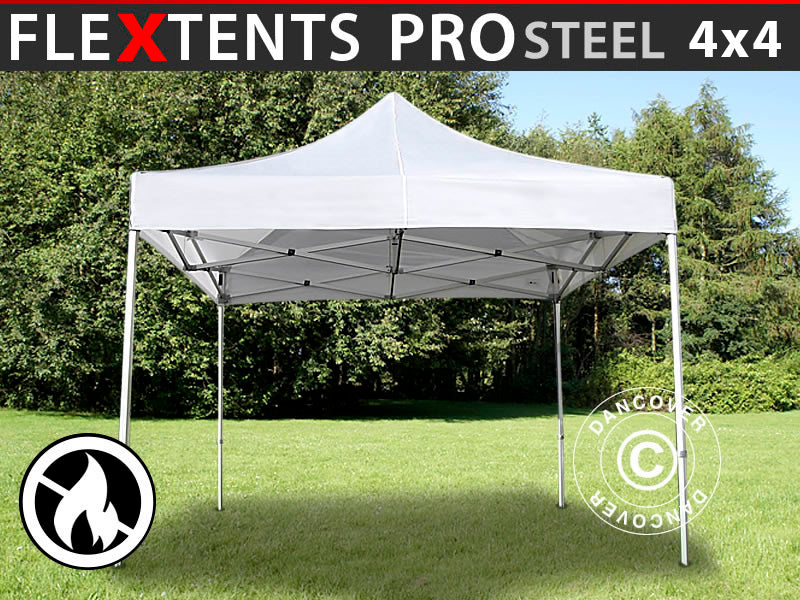 Namiot Ekspresowy FleXtents PRO Steel 4x4m Biały, Ogniotrwale