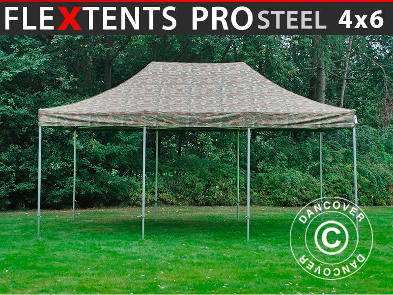 Namiot Ekspresowy FleXtents PRO Steel 4x6m Kamuflaż/Wojskowy