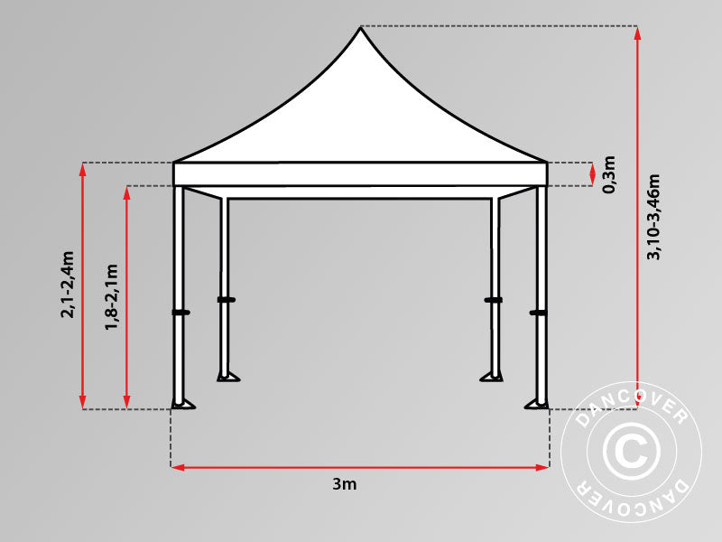 Namiot Ekspresowy FleXtents PRO Steel 3x6m Latte, zawierający 6 ozdobnymi kurtynami