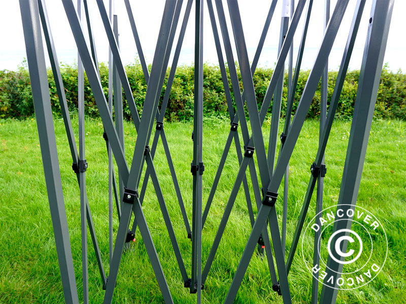 Namiot ekspresowy FleXtents PRO Steel "Peaked" 4x8m Latte, w tym 6 ścian bocznych i 6 zasłon dekoracyjnych