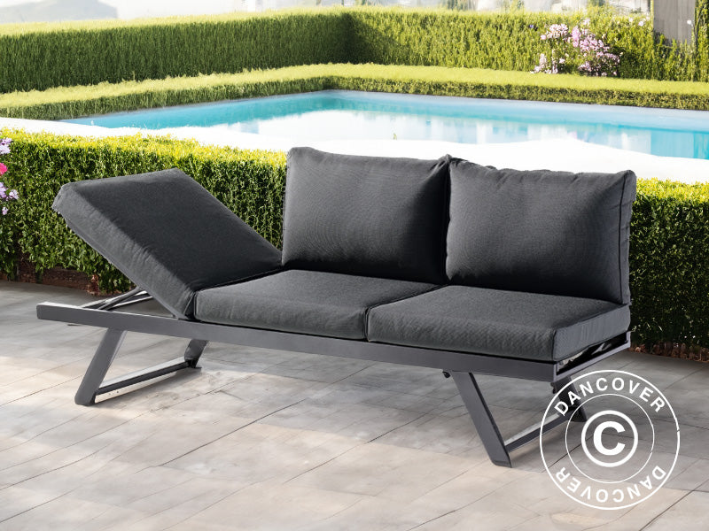 Leżak ogrodowy Auckland, 0,8x2,04x0,89m, Stalowoszary/Szary