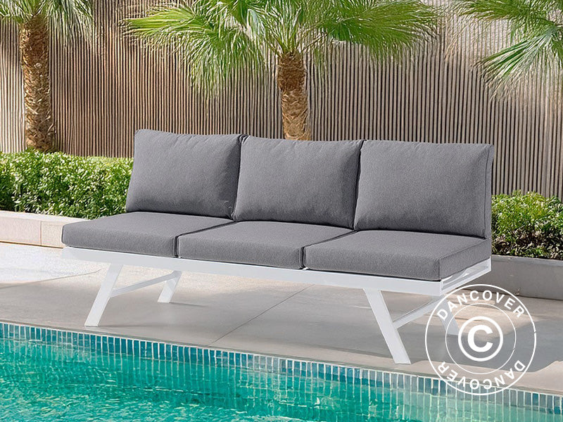 Leżak ogrodowy Auckland, 0,8x2,04x0,89m, Bialy/Jasny szary