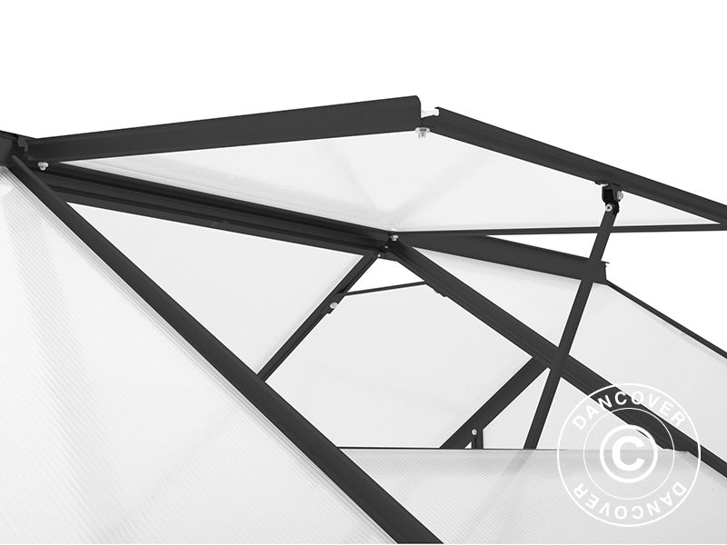 Szklarnia Poliwęglanowa 4,75m², 1,9x2,5x2,05m z podstawą, Czarna