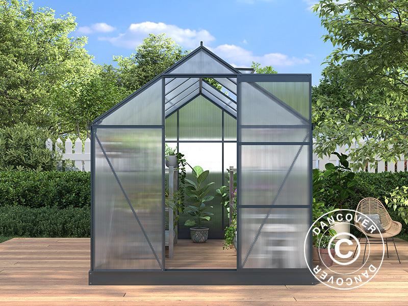 Szklarnia Poliwęglanowa 5,89m², 1,9x3,1x2,05m z podstawą, Czarna