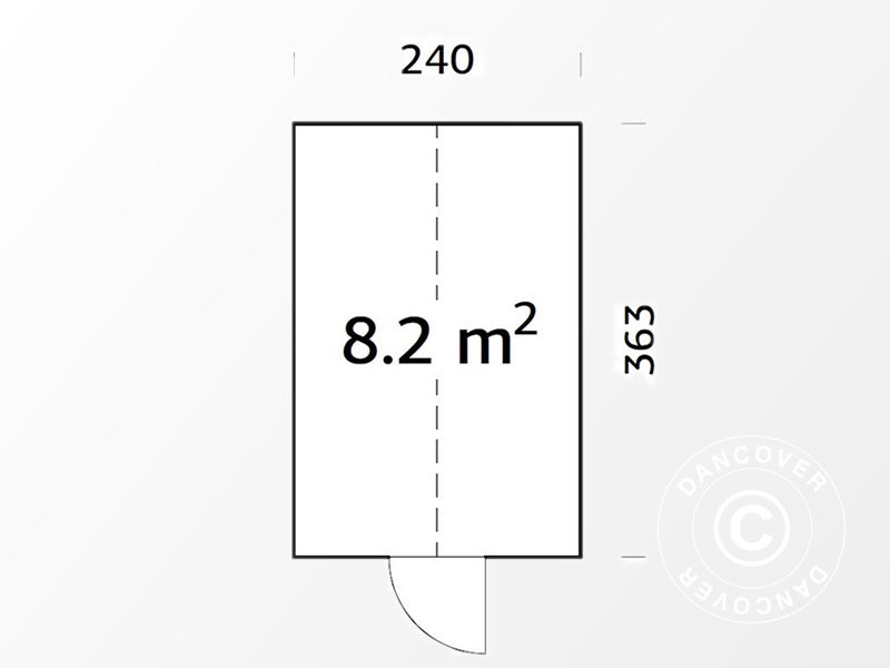 Drewniana szklarnia/pawilon ogrodowy, 2,4x3,63x2,83m, 8,2m², szara