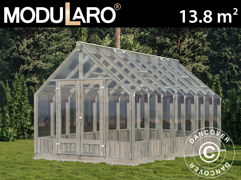 Drewniana szklarnia/pawilon ogrodowy, 3x4,83x2,88m, 13,8m², Szara
