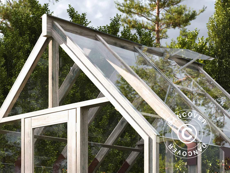 Drewniana szklarnia/pawilon ogrodowy z szopą, 2,4x4,31x2,83m, 9,4m², Szary