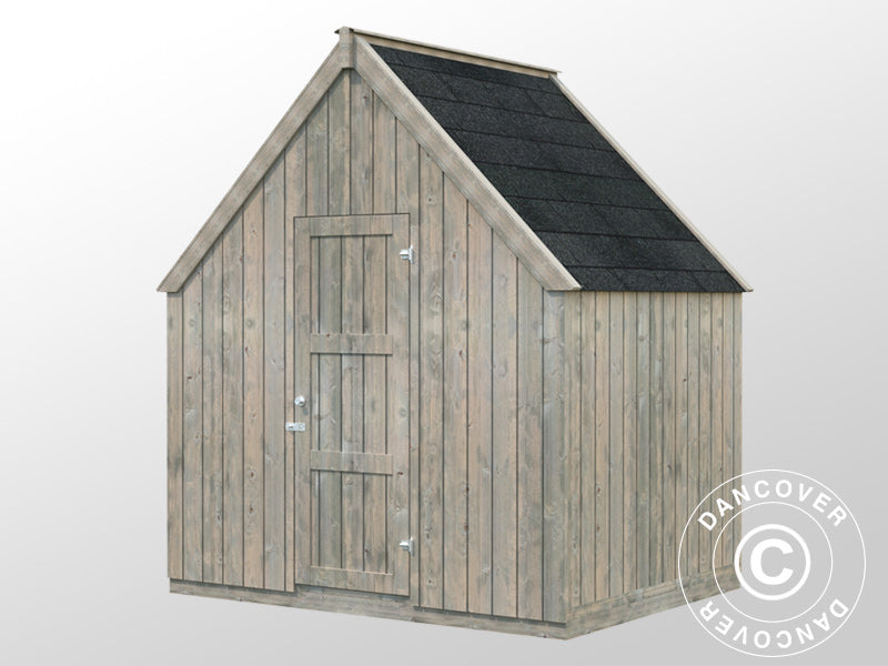 Drewniana szklarnia/pawilon ogrodowy z szopą, 2,4x4,31x2,83m, 9,4m², Szary