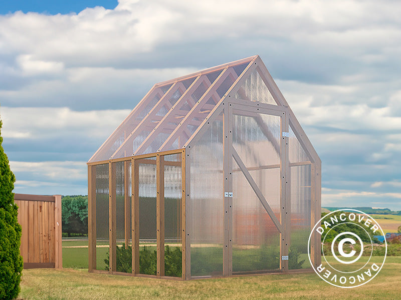 Drewniana szklarnia Aigle, 2,1x2,05x2,59m, 4,3m², Naturalne drewno