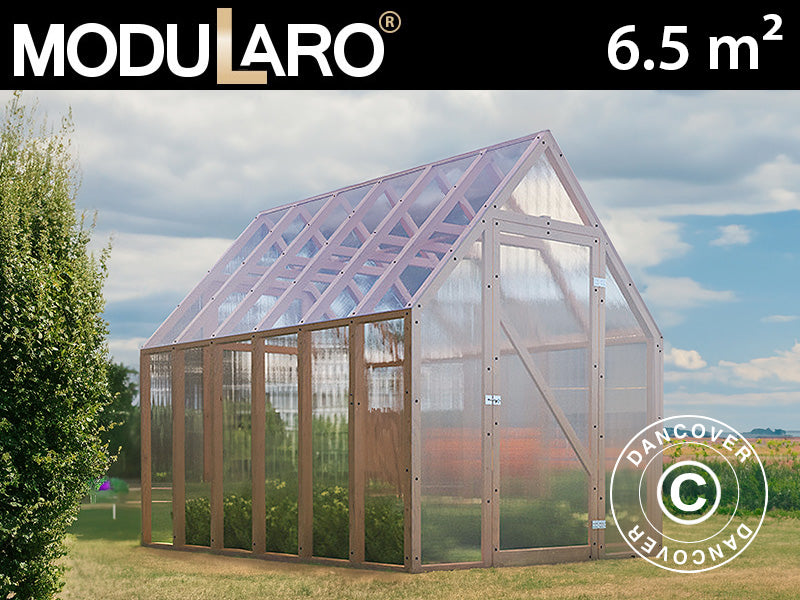 Drewniana szklarnia Aigle, 2,1x3,1x2,59m, 6,5m², naturalne drewno