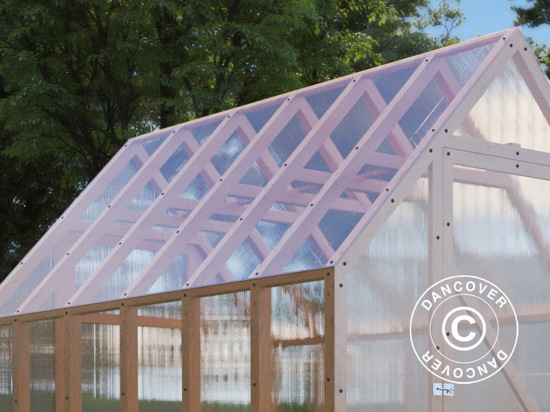 Drewniana szklarnia Aigle, 2,1x3,1x2,59m, 6,5m², naturalne drewno