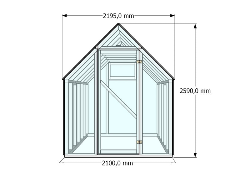 Drewniana szklarnia Aigle, 2,1x3,1x2,59m, 6,5m², naturalne drewno
