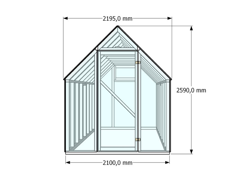 Drewniana szklarnia Aigle, 2,1x4,15x2,59m, 8,7m², Naturalne drewno
