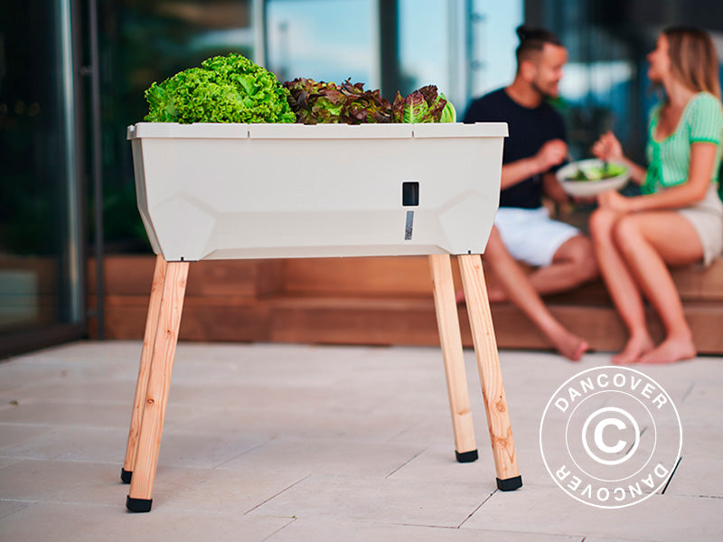 Podwyższona grządka, SAMMY SALAD, z przykryciem i zbiornikiem na wodę, Jasnoszara