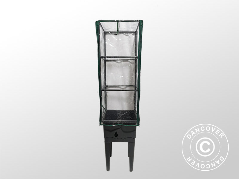 Skrzynka na rośliny/podwyższona grządka z kratką, 0,4x0,4x1,6m, Szara