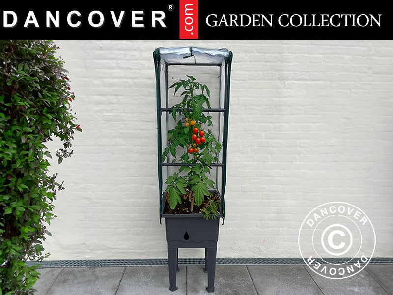 Skrzynka na rośliny/podwyższona grządka z kratką, 0,4x0,4x1,6m, Szara