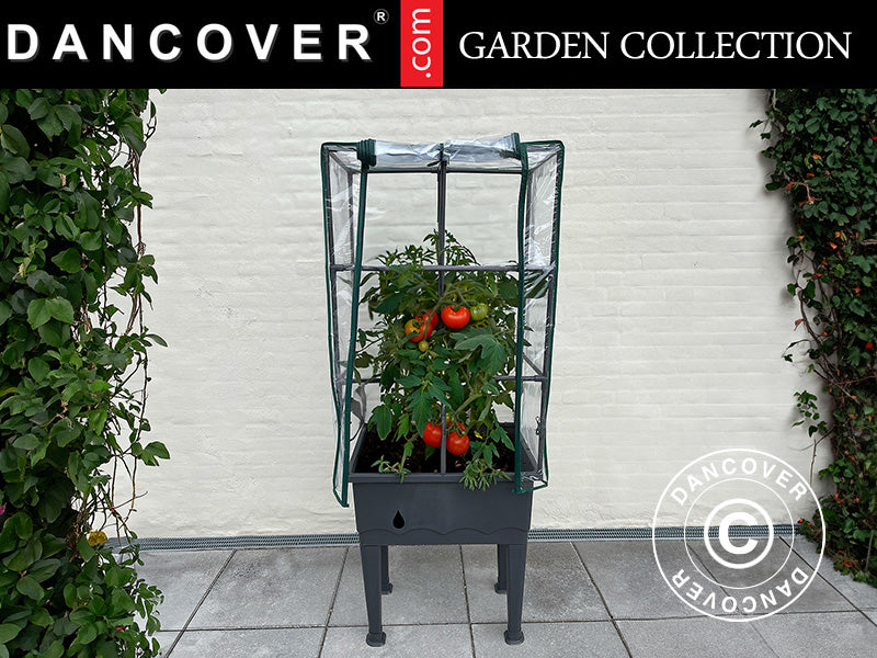 Skrzynka na rośliny, podwyższona grządka z kratką, 0,6x0,4x1,5m, Szara