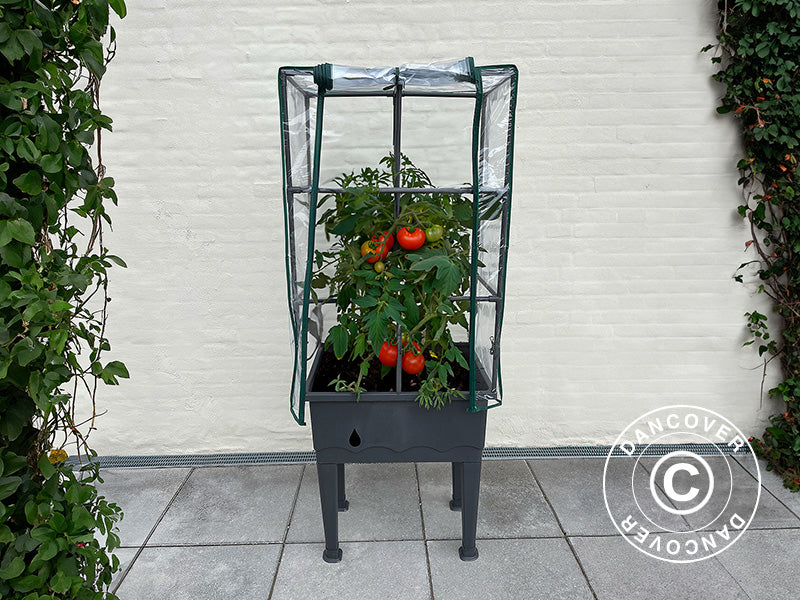 Skrzynka na rośliny, podwyższona grządka z kratką, 0,6x0,4x1,5m, Szara