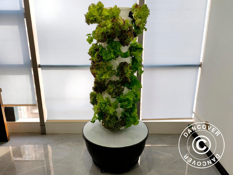 Wieża do uprawy hydroponicznej z diodą LED, 0,8x0,8x1,7m, Biała